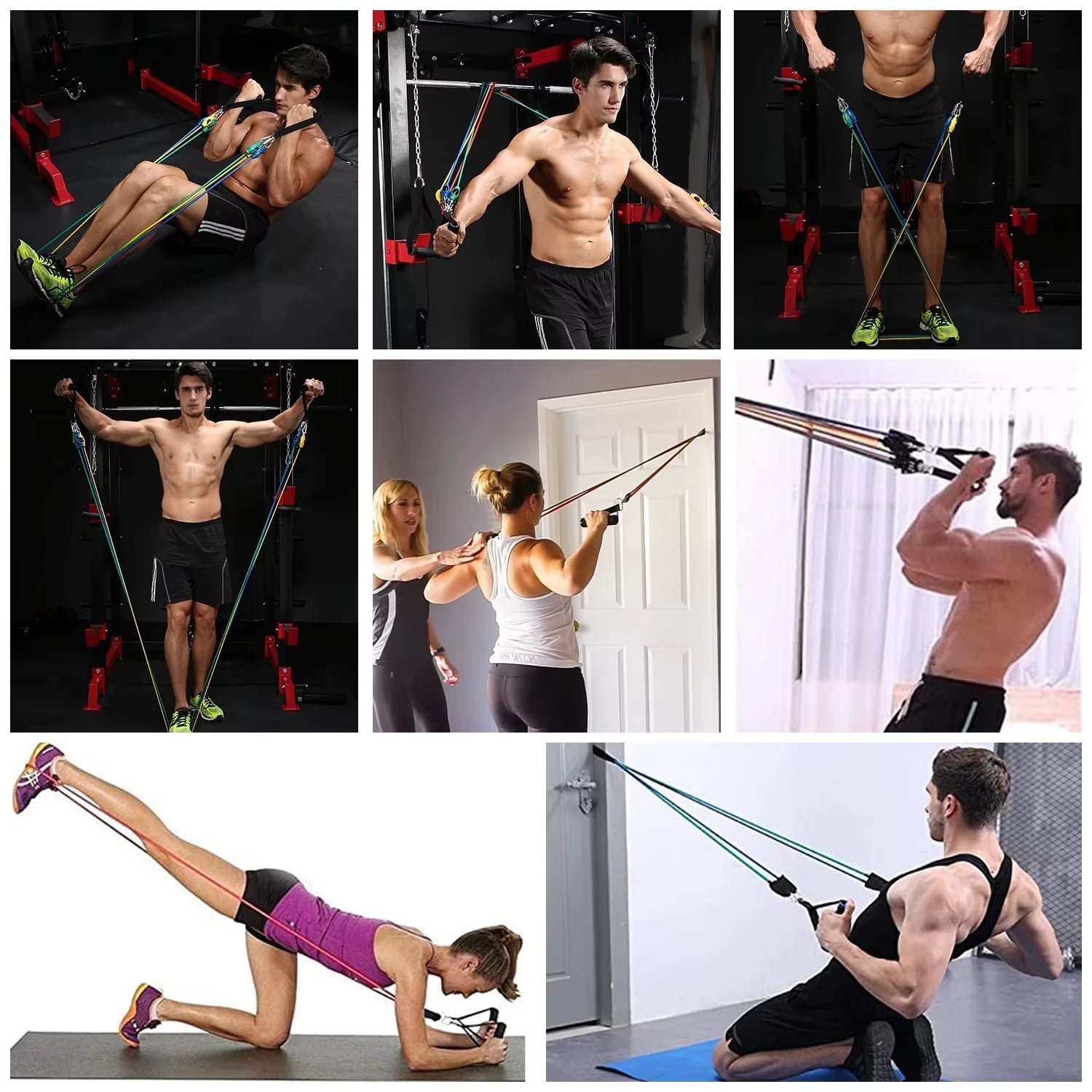 10-14Pcs/1Set Bodybuilding Resistance Bands Tensioner Muscle Training Belt Elastic Bands Portable Fitness Equipment